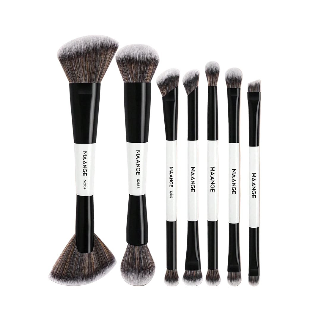 MAANGE 7Pcs Double Headed Soft Natural Synthetic Hair Cosmetic Brush Set