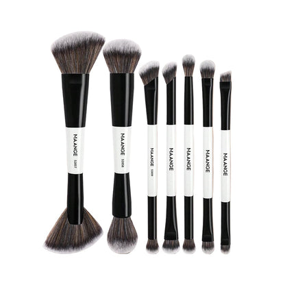 MAANGE 7Pcs Double Headed Soft Natural Synthetic Hair Cosmetic Brush Set