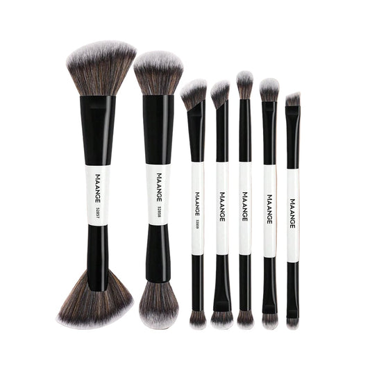 MAANGE 7Pcs Double Headed Soft Natural Synthetic Hair Cosmetic Brush Set