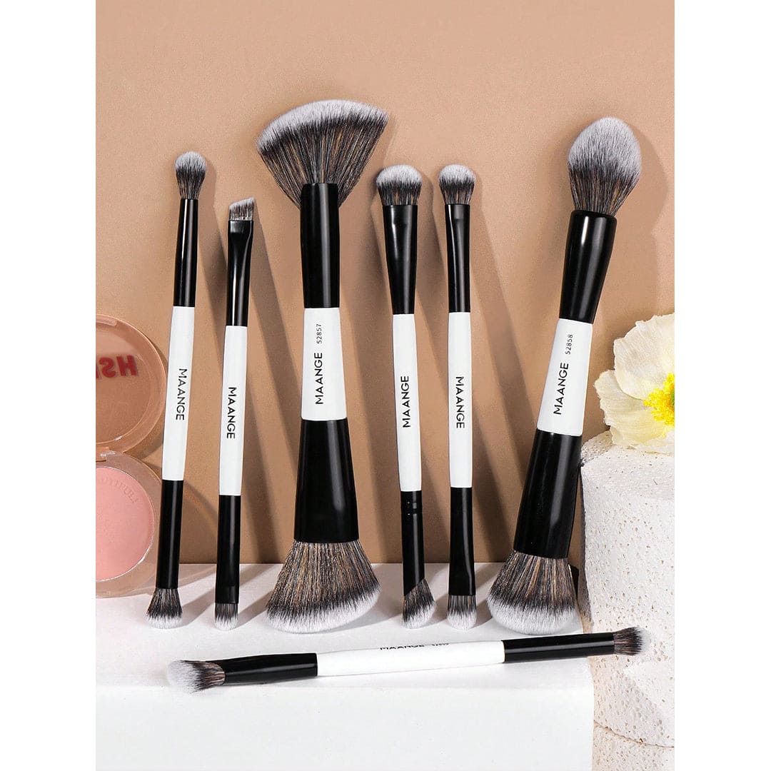 MAANGE 7Pcs Double Headed Soft Natural Synthetic Hair Cosmetic Brush Set