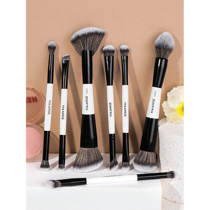 MAANGE 7Pcs Double Headed Soft Natural Synthetic Hair Cosmetic Brush Set