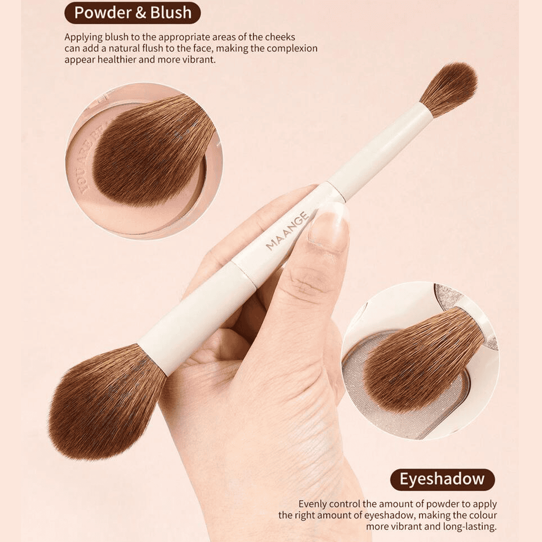 MAANGE 7Pcs Makeup Brushes + 2 Powder Puffs + 1 Makeup Bag
