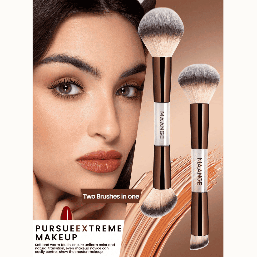 MAANGE 7Pcs Professional Dual-Ended Makeup Brush Set + Cosmetics Bag