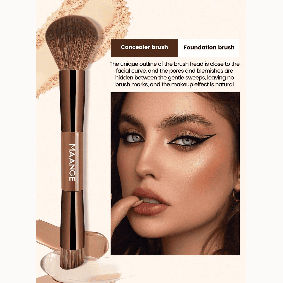 MAANGE 7Pcs Soft Dual-Ended Multi-Functional Makeup Brush Set + Cosmetics Bag