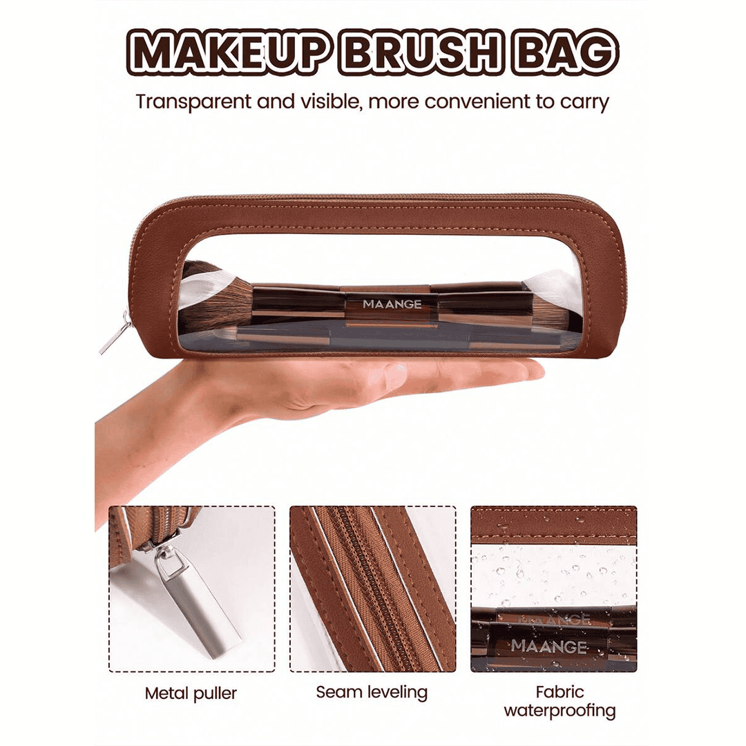 MAANGE 7Pcs Soft Dual-Ended Multi-Functional Makeup Brush Set + Cosmetics Bag