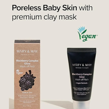 Mary & May Vegan Blackberry Complex Glow Wash Off Pack - 30g