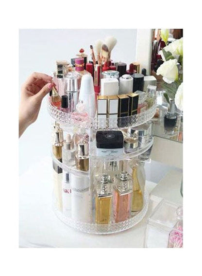 360 Rotating Makeup Organizer Adjustable Cosmetic Storage Display Case Large Capacity Cosmetic Shelf Acrylic Clear