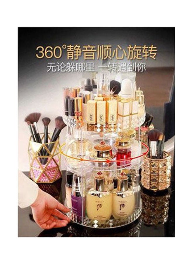 360 Rotating Makeup Organizer Adjustable Cosmetic Storage Display Case Large Capacity Cosmetic Shelf Acrylic Clear