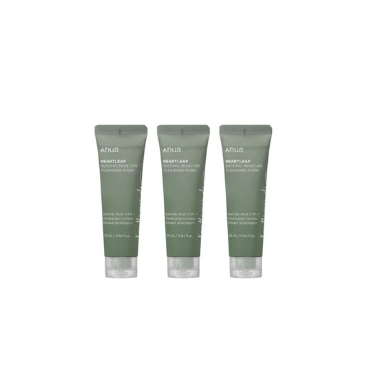 [x3 BUNDLE] Anua Heartleaf Succinic Moisture Cleansing Foam 25 (Mini Size)