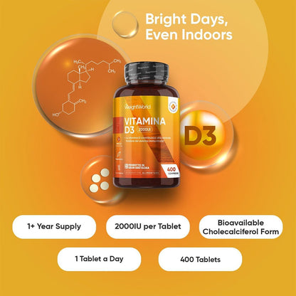 Weightworld Vitamina D3 2000UI - 400 Tablets