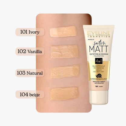EVELINE COSMETICS SATIN MATT MATTIFYING & COVERING FOUNDATION 103 Natural
