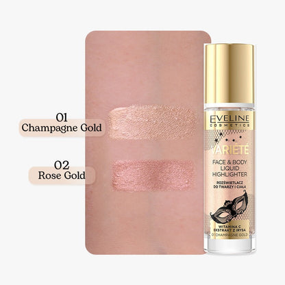 EVELINE COSMETICS VARIÉTÉ FACE & BODY LIQUID HIGHLIGHTER 02 Rose Gold
