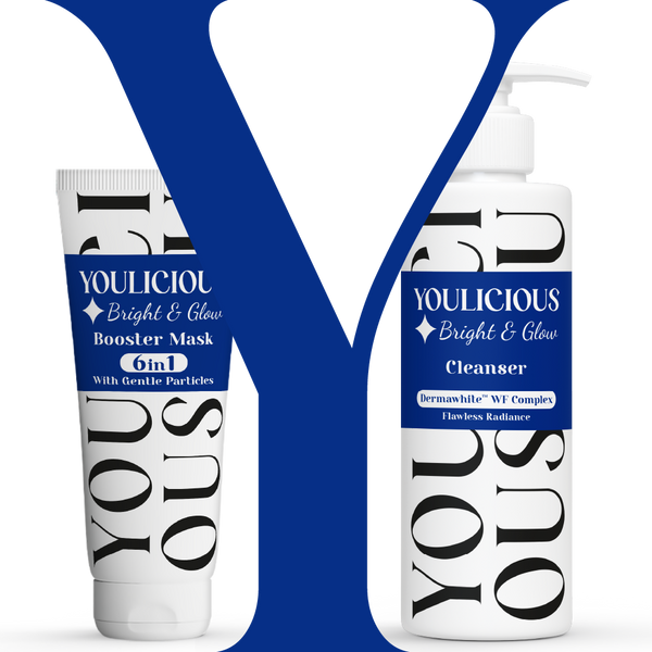 قناع Youlicious Bright & Glow المعزز - 6 في 1 + منظف Youlicious - حزمة ترويجية