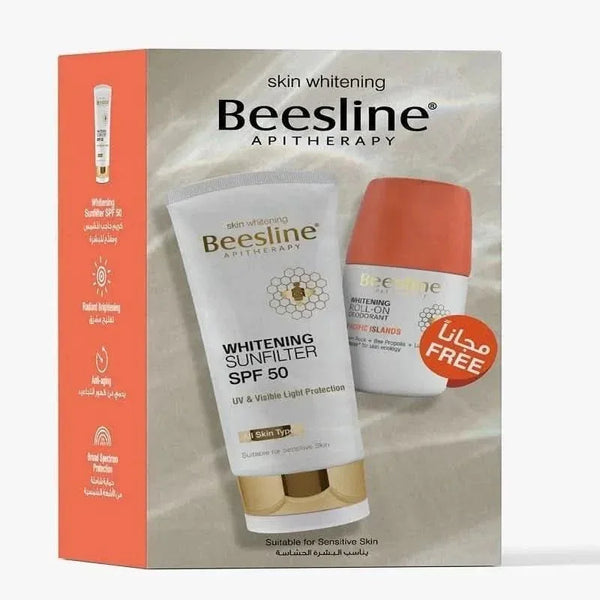 عبوة بيزلين الترويجية (واقي شمس لتفتيح البشرة SPF 50 + رول أون جزر المحيط الهادئ مجاناً)