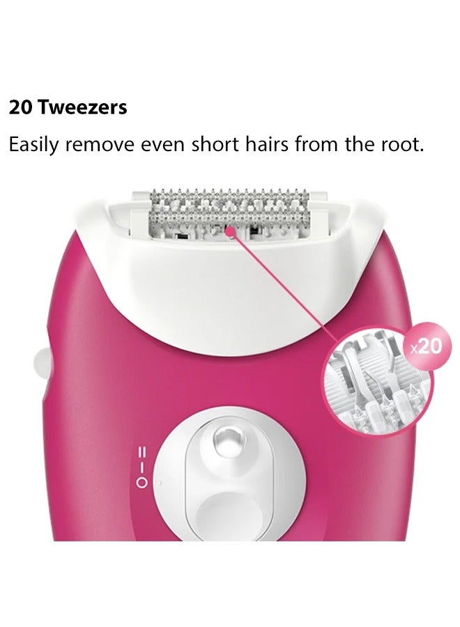 Silk-epil 3 SkinSpa 3-032 Epilator, Shaver head, Cleaning Brush,  Smart Light, Corded Red & White