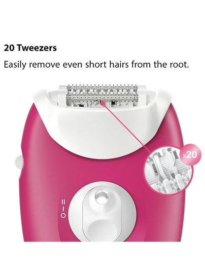Silk-epil 3 SkinSpa 3-032 Epilator, Shaver head, Cleaning Brush,  Smart Light, Corded Red & White