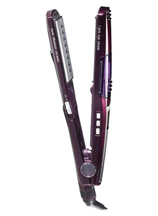 BaByliss مكواة فرد الشعر I Pro 230 Steam | مكواة فرد الشعر الجاف والمبلل | طلاء سيراميك نانو تيتانيوم | تقنية I-Temperature، بخار محيطي 360 درجة بنفسجي