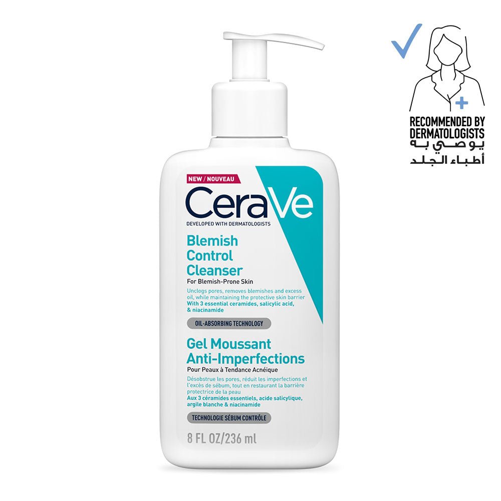 CeraVe Blemish Control Cleanser Face Wash For Acne & Blemish Prone Skin with 2% Salicylic Acid, Niacinamide and Ceramides 236ml