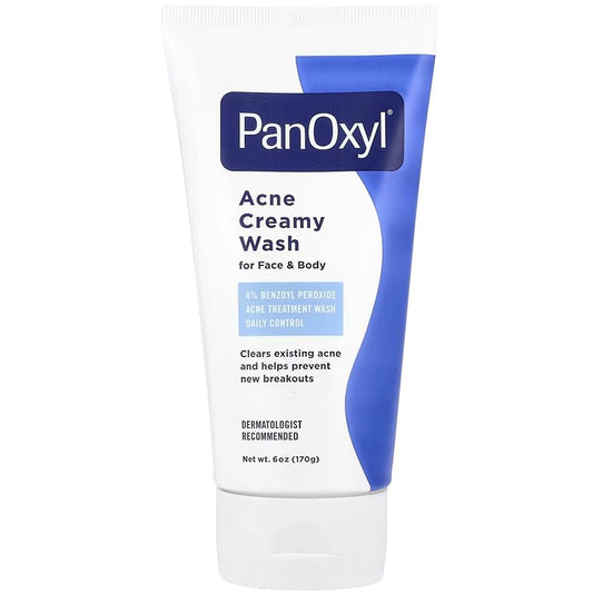 PanOxyl 4% Benzoyl Peroxide Acne Creamy Wash for Face & Body - Unscented - 6oz (170g)