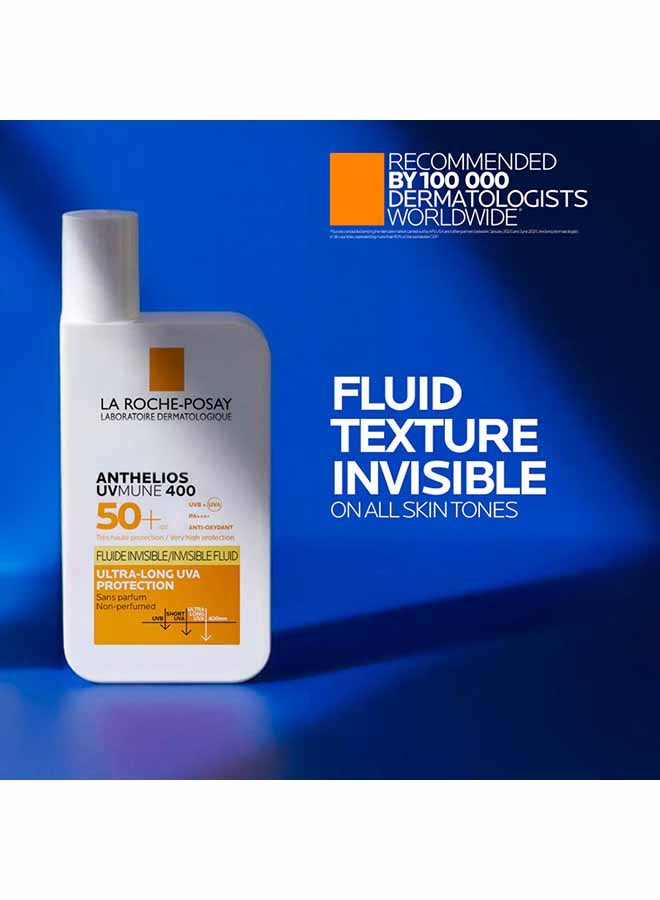 Anthelios Uvmune 400 Invisible Fluid Sunscreen Spf 50+ For Men/Women; Dermatologically-Tested Skincare Sunblock For Sensitive, Reactive, Or Sun-Allergic Skin 50ml