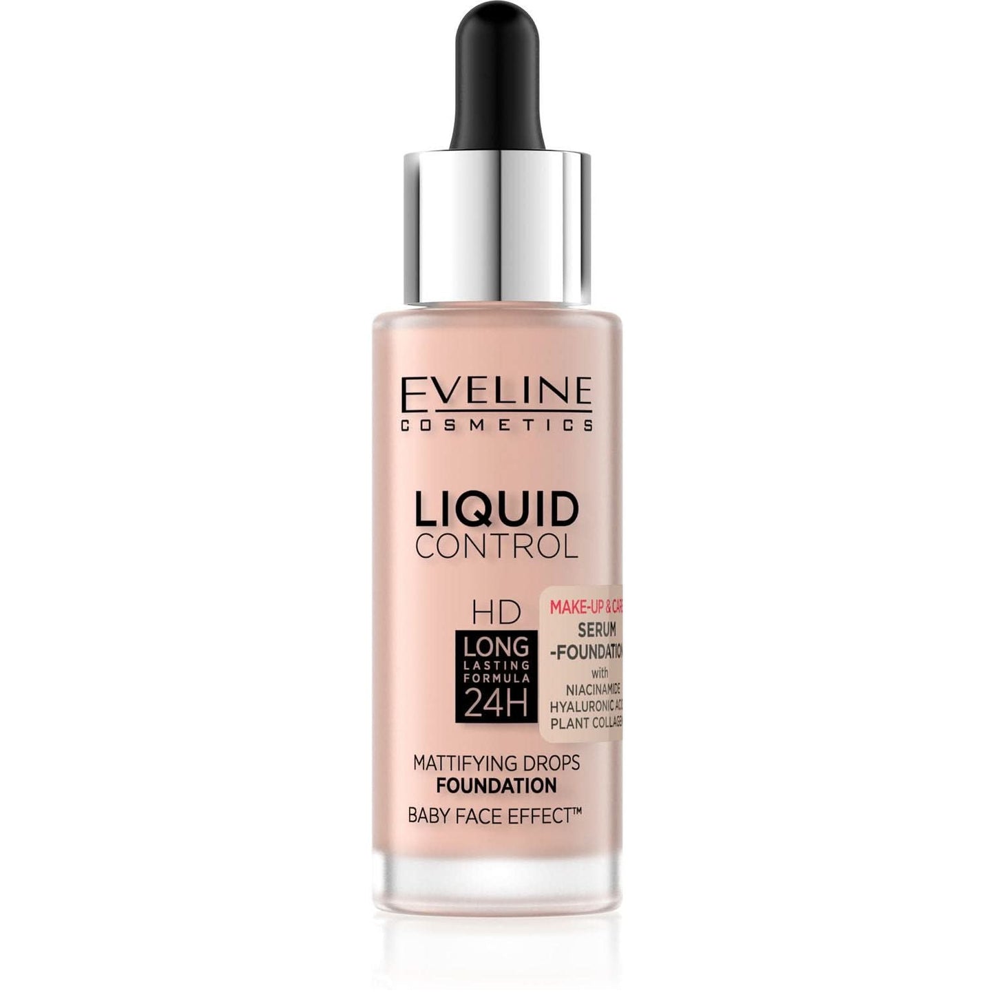 EVELINE COSMETICS LIQUID CONTROL SERUM FOUNDATION- 002 Soft Porcelain