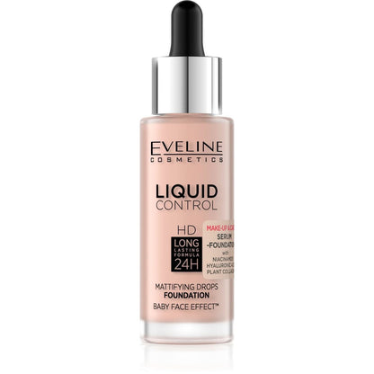 EVELINE COSMETICS LIQUID CONTROL SERUM FOUNDATION- 002 Soft Porcelain