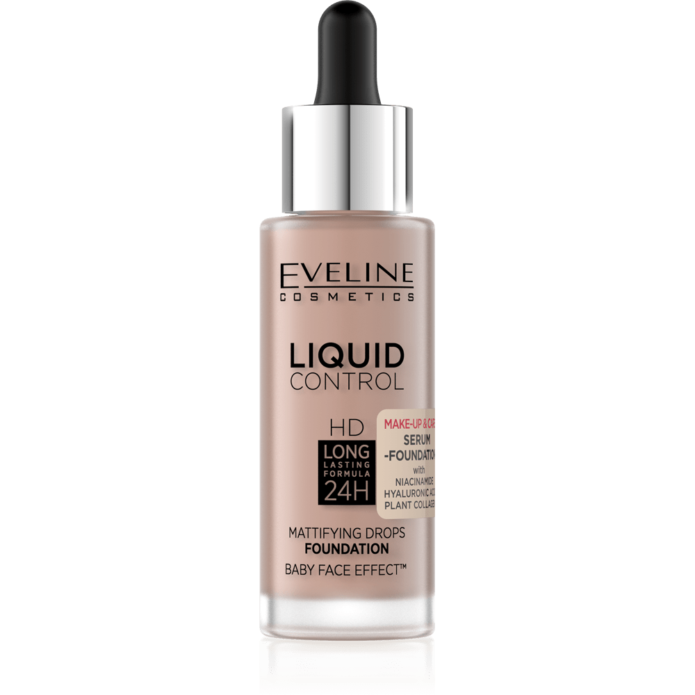 EVELINE COSMETICS LIQUID CONTROL SERUM FOUNDATION- 025 Light Rose