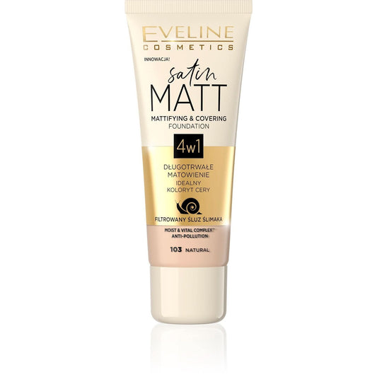 EVELINE COSMETICS SATIN MATT MATTIFYING & COVERING FOUNDATION 103 Natural