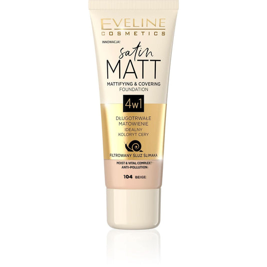 EVELINE COSMETICS SATIN MATT MATTIFYING & COVERING FOUNDATION 104 Beige