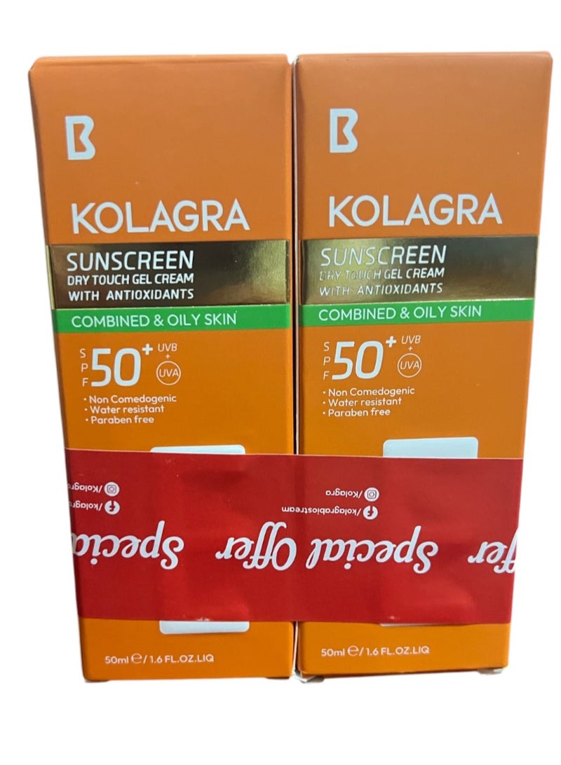 Kolagra Sunscreen Dry Touch Gel Cream Spf50+ (50ml +50 ml 1+1 packaging May Vary )
