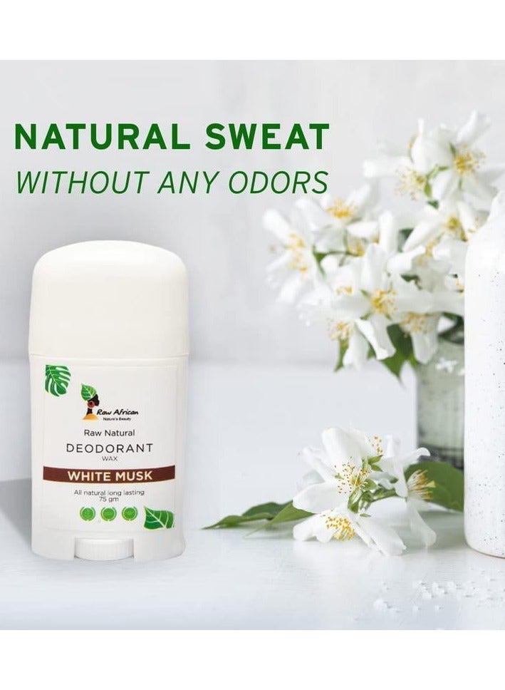 Raw African Raw Natural Deodorant Wax White Musk - 75 GM (Packaging may vary)