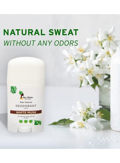 Raw African Raw Natural Deodorant Wax White Musk - 75 GM (Packaging may vary)