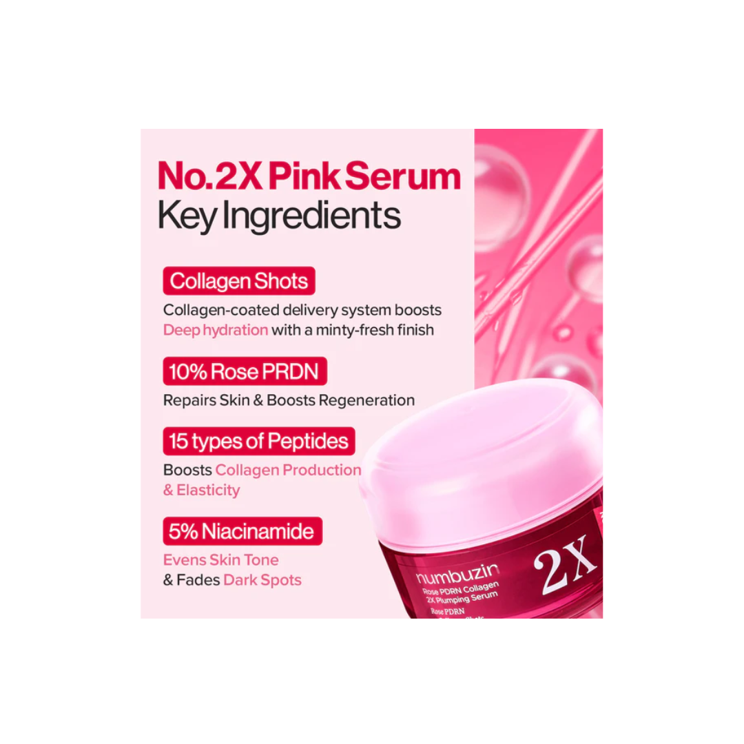 Numbuzin No. 2 Rose PDRN Collagen 2X Plumping Serum 30ml