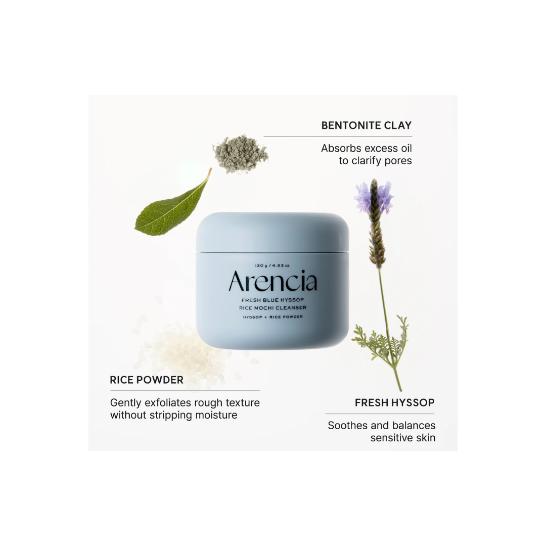 Arencia Blue Hyssop Rice Mochi Cleanser