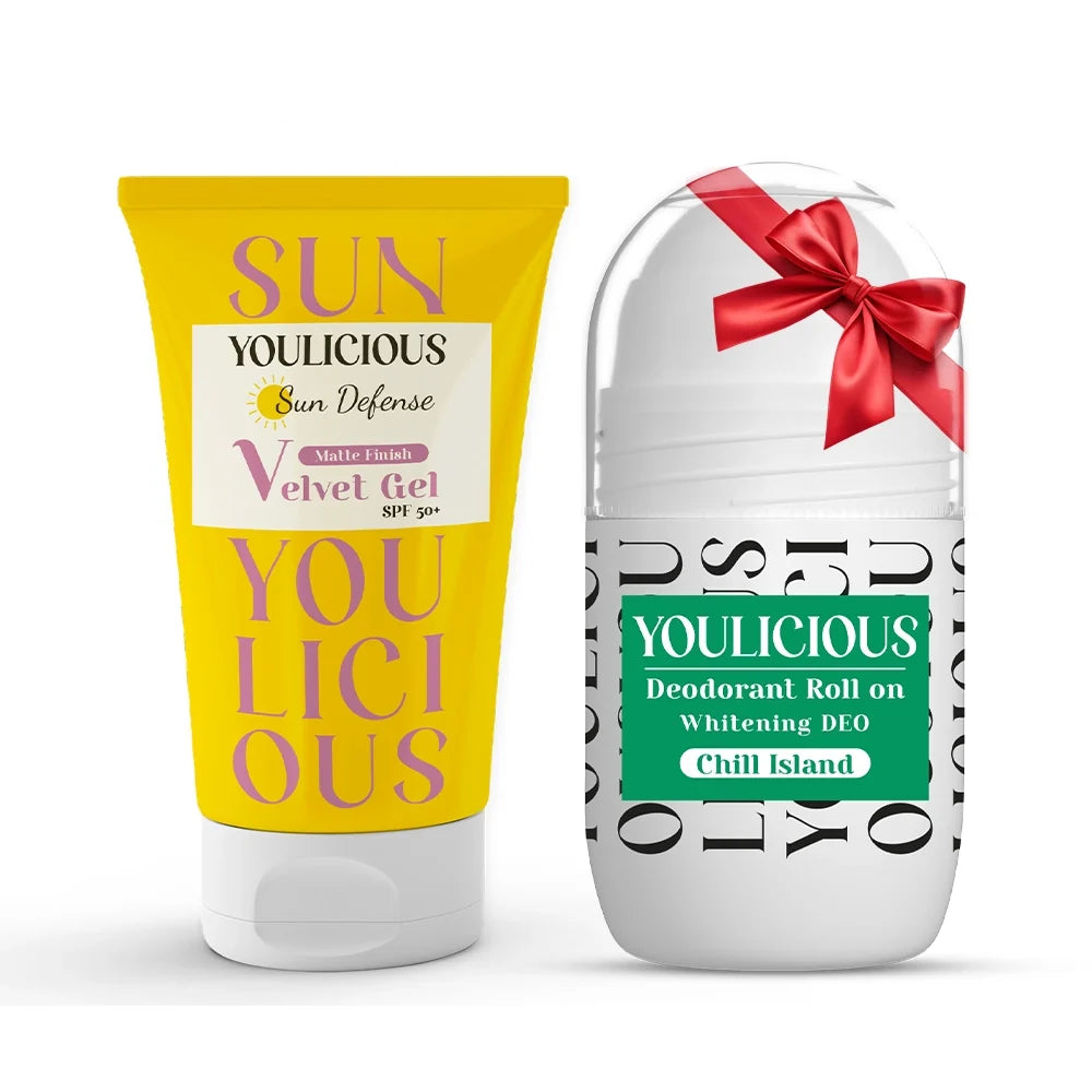 Youlicious sun defense velvet gel + roll on chill island free