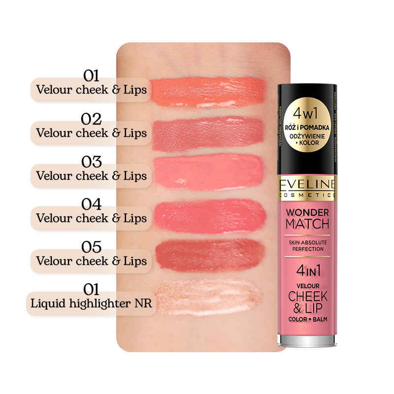 Eveline Cosmetics Wonder Match 4 IN 1 Velour Cheek & Lip 03